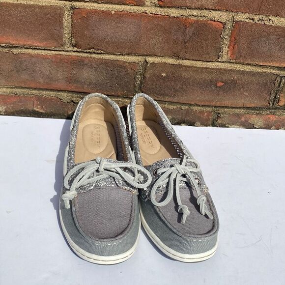 Sperry Sand Grey Canvas Firefish Core Top-Sider Boat Slip On Shoe Size 5 NEW - Picture 2 of 10